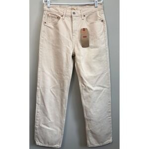 Levis Low Pro Straight Jeans Cream Beige W30 Womens Cotton Denim
